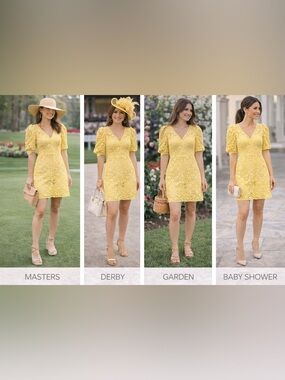 Michael Kors Yellow Eyelet Mini Dress XS NWT | Masters, Derby, Garden Party